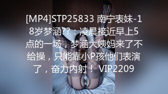 [MP4]STP25833 南宁表妹-18岁梦涵??：凌晨接近早上5点的一场，梦涵大姨妈来了不给操，只能靠小P孩他们表演了，奋力内射！ VIP2209